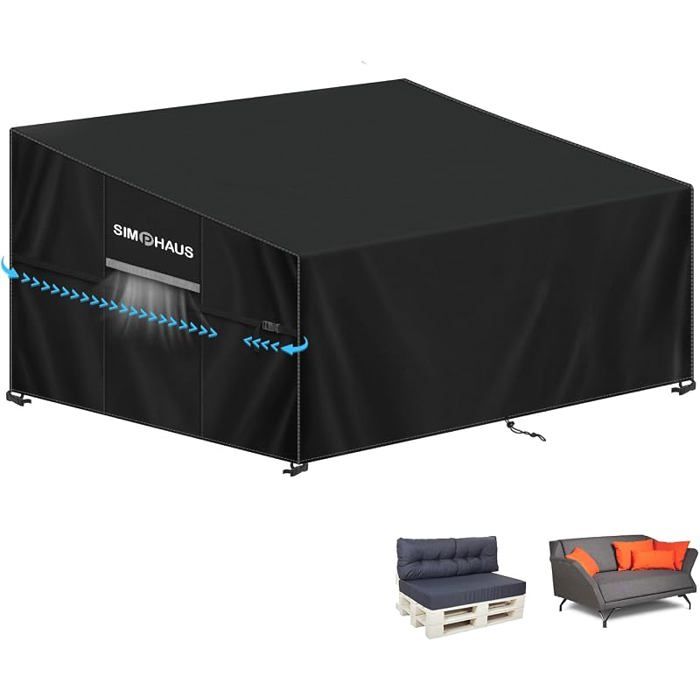 Housse Canapé Palette Housse de Protection pour Canapé de Jardin 2 Pces Housses de Canape Imperméable 135x99x89/61cm