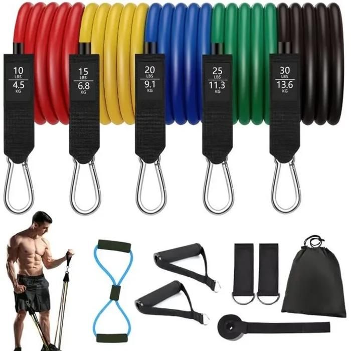 Kit de bandes de résistance - 12 pièces - 100LBS - Élastiques pour musculation - Mixte Kit de bandes de résistance - 12 pièces - 100LBS - Élastiques pour musculation - Mixte