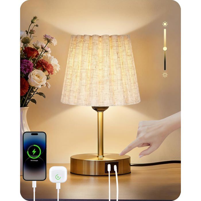 Petite Lampe De Chevet Tactile Dimmable USB Lampe De Table LED Rechargeable Pour Chambre Et Bureau