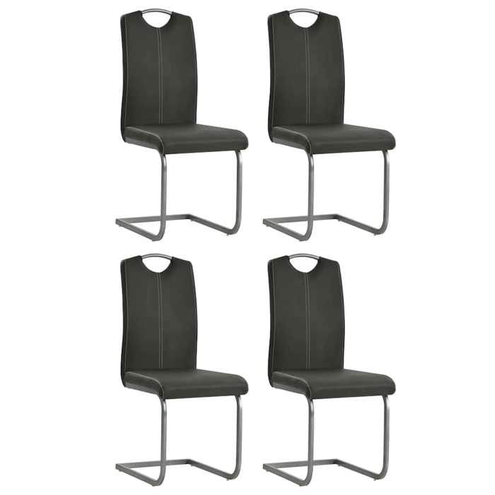 Chaises à manger cantilever 4 pcs - VIDAXL - gris similicuir - Cadre durable - design élégant(12455)