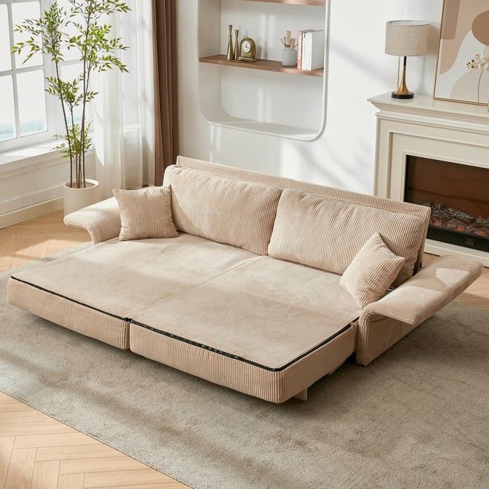 Canapé‑lit Convertible Beige 182x88x84cm Canapé Pliant Style Minimaliste pour Salon Studio et Appartement Canapé‑lit Convertible Beige 182x88x84cm Canapé Pliant Style Minimaliste pour Salon Studio et Appartement