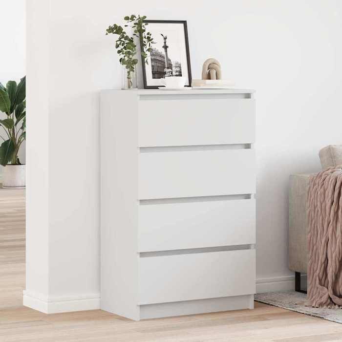 Blanc Buffet Blanc 60x35x98 5 cm Bois dingénierie - Meuble Rangement LV32641