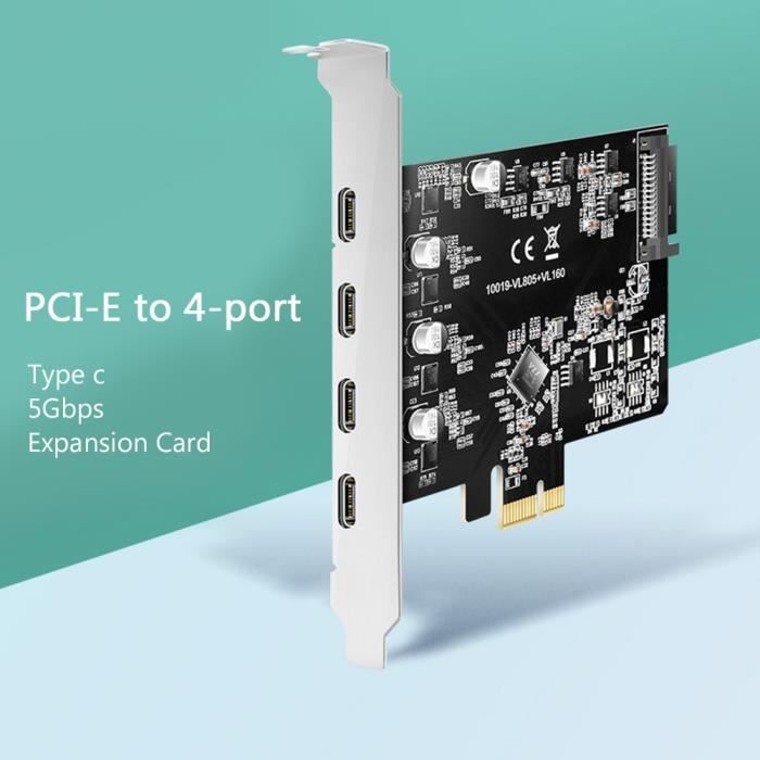 XUMIUZIY Carte PCIe vers USB3.2 Gen 2 avec Bande Passante de 20 Gbit/s, 5 Ports USB (3 Ports USBA et 2 Ports USBC), Carte D'extension USB PCI E pour 7/8/10/11, Linux