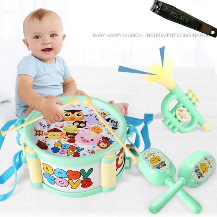 Nouveau 4pcs Set Bebe Garcon Fille Tambour Instruments Set Enfants Jouets Achat Vente Instrument De Musique Cdiscount