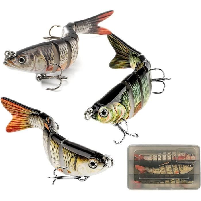 Set Leurres de pêche pêche pêche truite Swimbait Kit de pêche pour brochet,  perche, sandre avec 2 hameçons triples et boîte de A308 - Cdiscount Sport