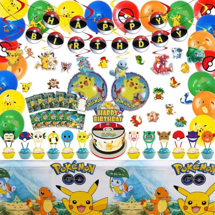 123 pcs Decoration Fête Anniversaire，Ballons d'anniversaire de décoration  de fête à thème Pokémon, Pikachu Ensemble de Fournitures d - Cdiscount  Maison