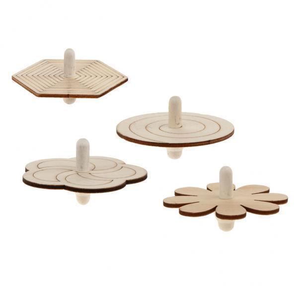 4x4pcs Assortiment De Gyroscopes à Toupie En Bois Inachevé Pour Enfants