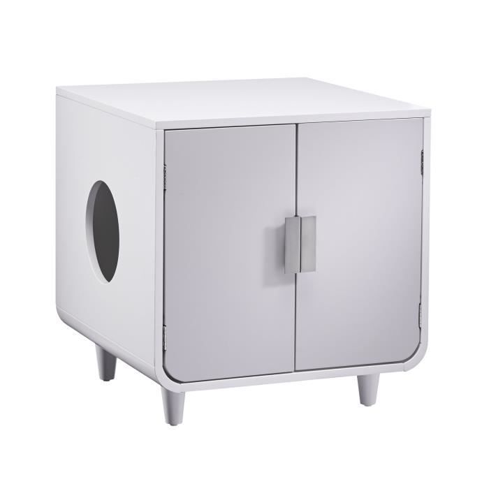 Boite A Litiere Pour Chat En Bois Dyad Couleur Blanc Alpin Achat Vente Bac A Litiere Boite A Litiere Pour Chat En Cdiscount