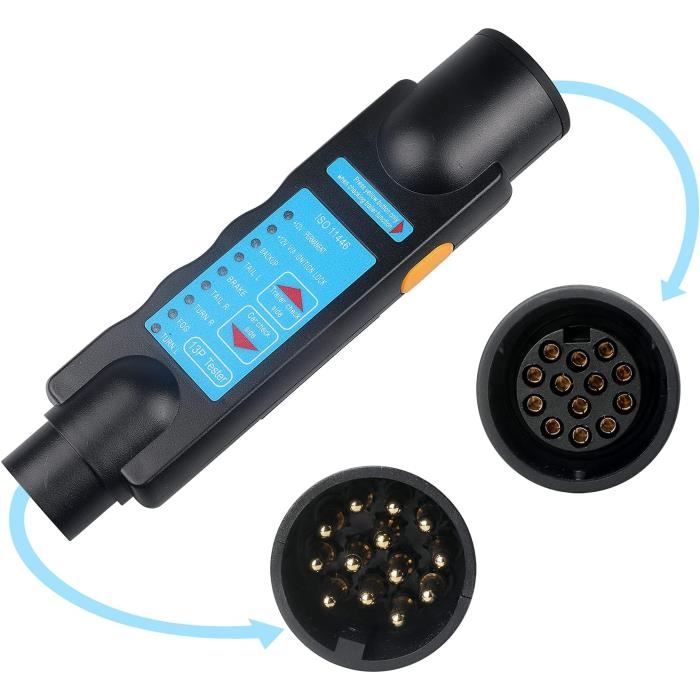 Testeur De Prise Remorque 4 Broches - Vérificateur Feux Remorque - Indicateur LED - Diagnostic Rapide Sans Outil