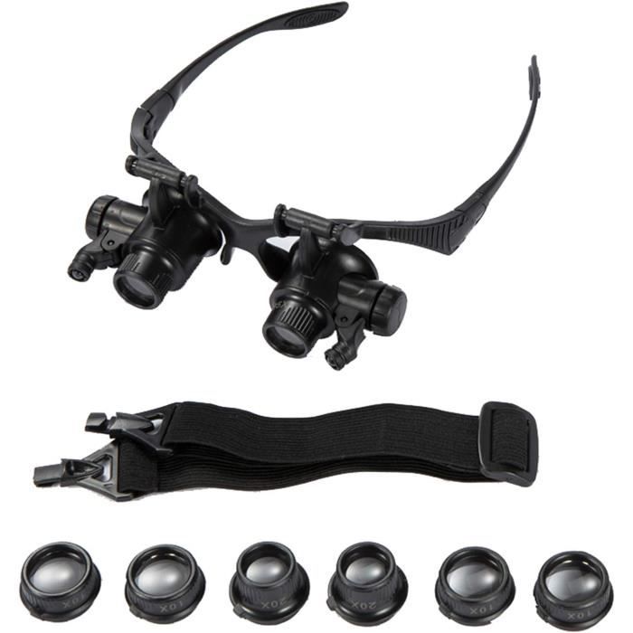 Loupe Avec Lumière, Loupe Éclairée Par Led Portée Sur La Tête, Loupe 10X 15X 20X 25X Loupe