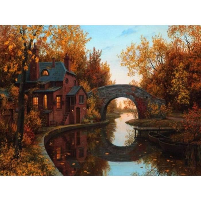 NEWENMO Paysage de Feuilles D'automne Peinture par Numero Adulte,Vieil