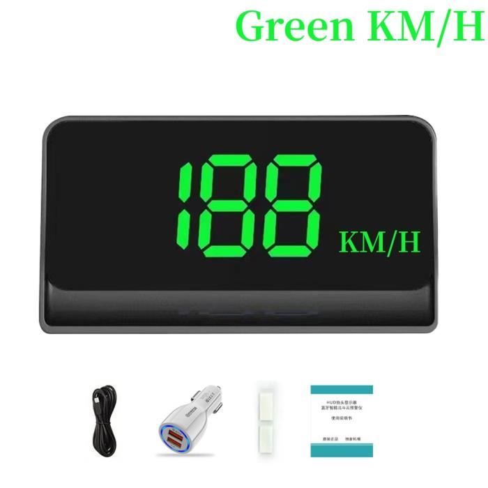 KMH vert - Projecteur de vitesse de pare-brise à affichage LED, GPS, HUD,  Compteur de vitesse, Plug and Play