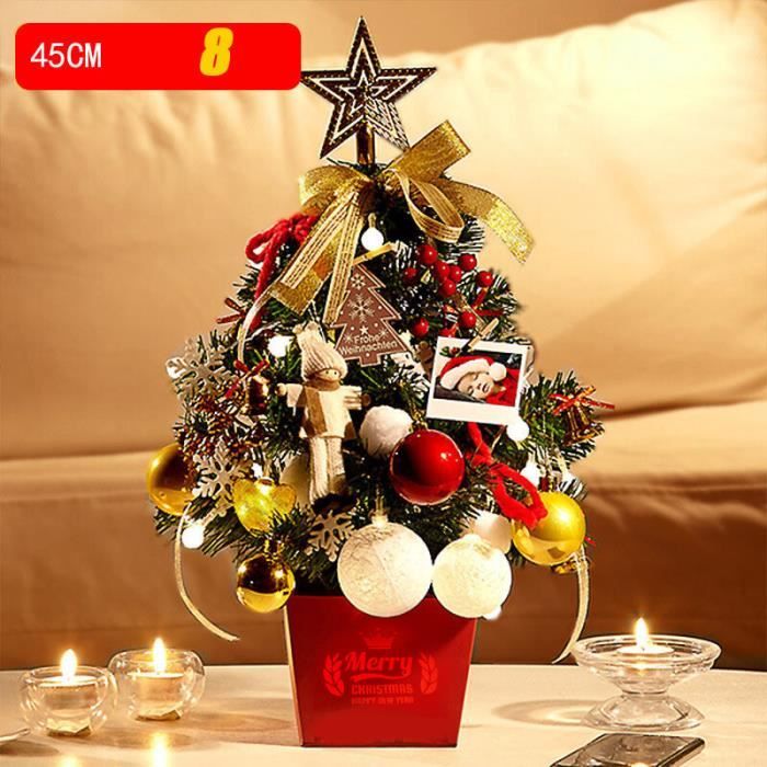 Mini arbre de noël artificiel avec guirlande lumineuse LED,ornements