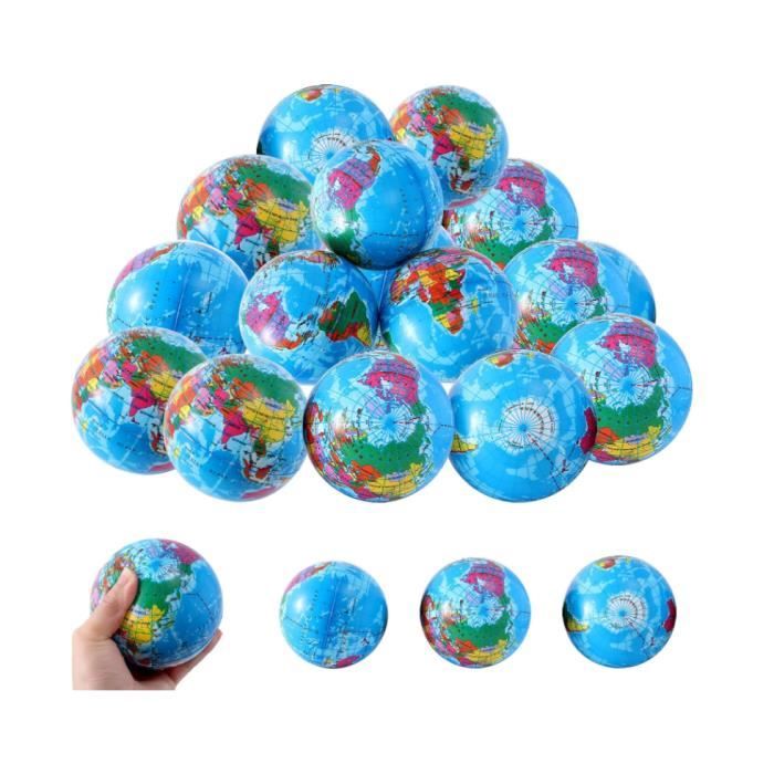 20Pcs Mini Balle Anti Stress,5.5CM Globe Balle,Globe de Stress,Mini Balles  en Mousse,Stress Relief Planisphère,Mini Balle Globe