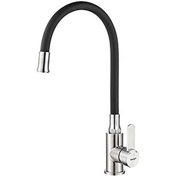 Mitigeur Évier avec Bec Flexible, Robinet de Cuisine, Inox[491