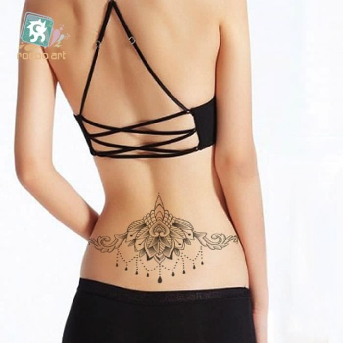 Tatouage Temporaire Ephemere Realiste Bas Du Dos Lotus Achat