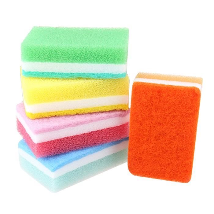 BESTONZON 6pcs nettoyage éponge à récurer tampon à récurer éponge à vaisselle brosse pour cuisine salle de bain couleur aléatoire