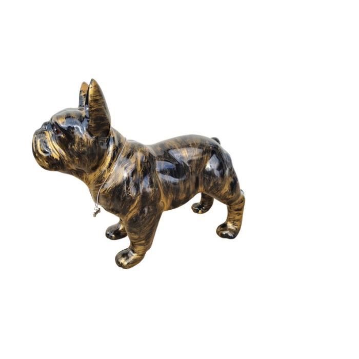 Tête De Chien Bouledogue Français - Sculpture Murale Fonte - Patine Antique - 17 Cm