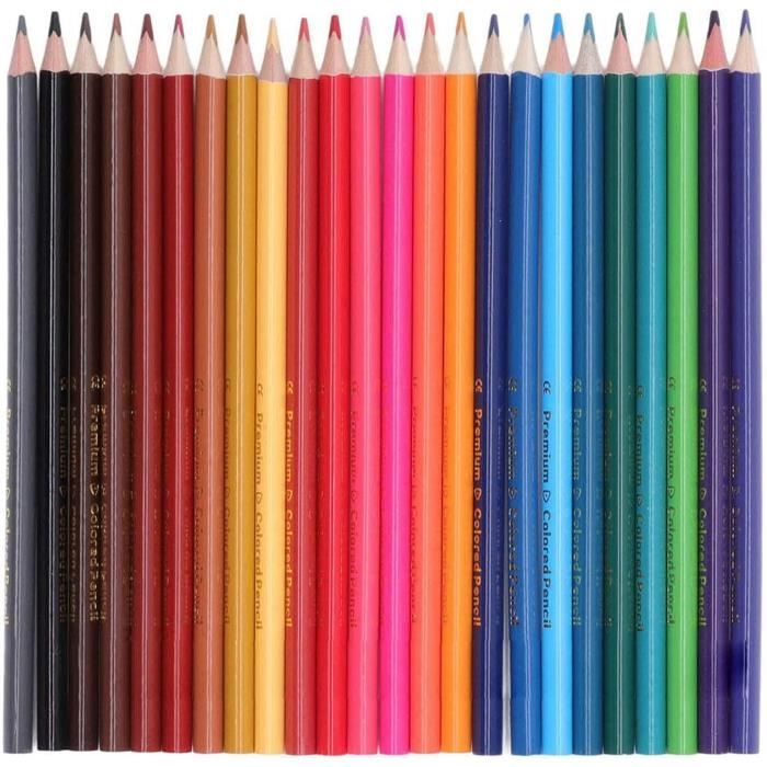 24 Crayons de Couleur, Ensemble de Crayons de Couleur à pigments