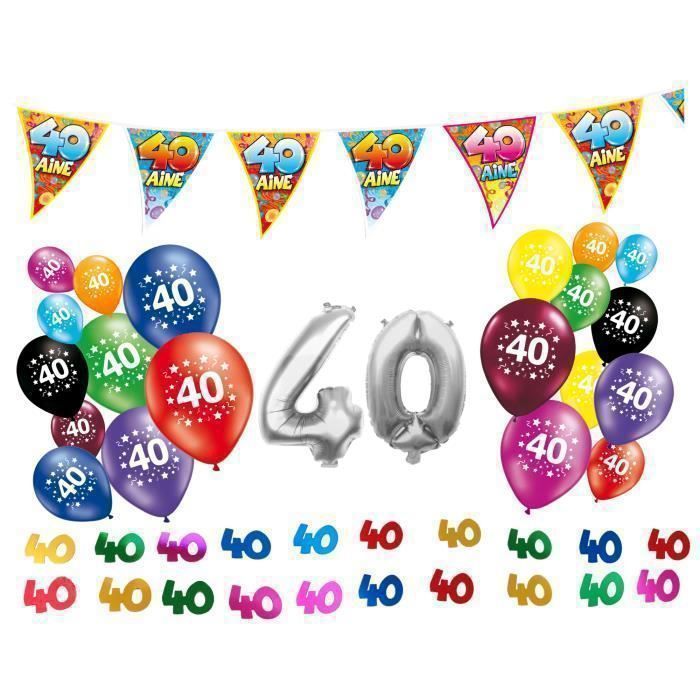 Pack Deco Anniversaire 40 Ans 44 Pieces Cdiscount Maison