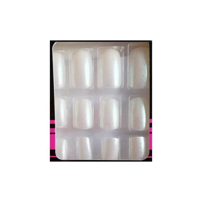 Faux Ongles + Adhesifs Blanc paillettes Aurore Boreale Cdiscount Au quotidien