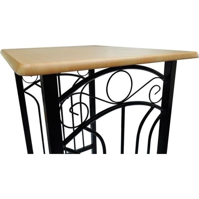 Ensemble de table à dîner contemporain - Bois brun roux avec noir - Rectangulaire