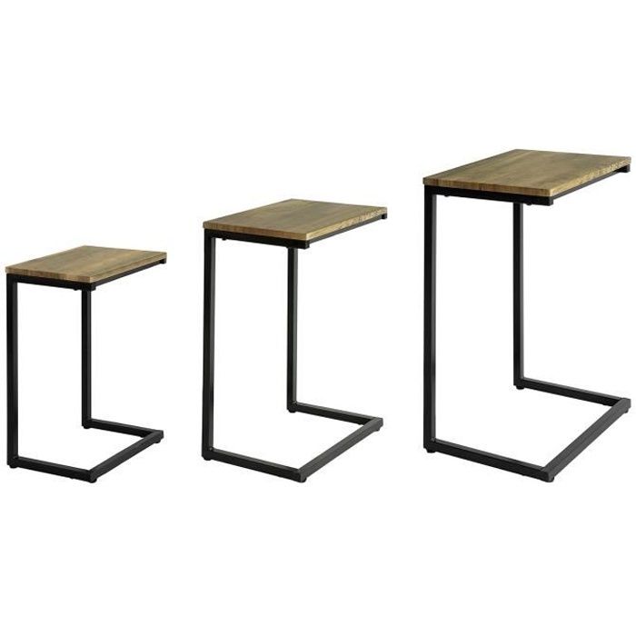 sobuy tables basses fbt102-f gigognes - lot de 3 - style industriel