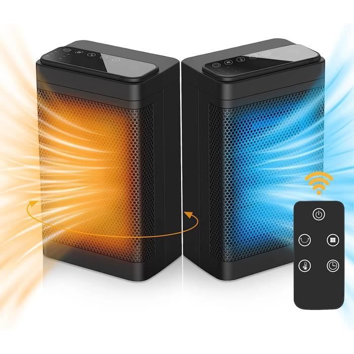 Mini Radiateur Soufflant Céramique 1500W - Chauffage D'appoint Rapide Et Silencieux Pour Salle De Bain, Chambre, Bureau (Noir)
