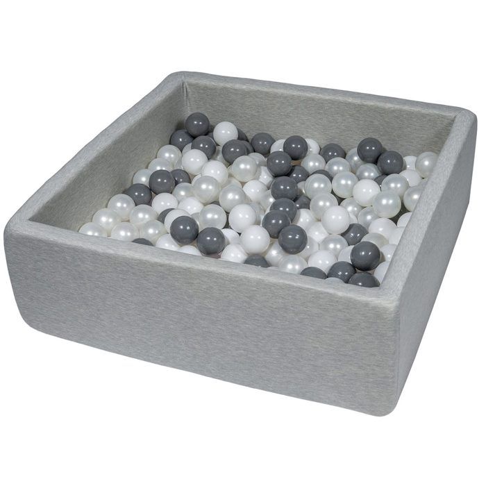 Piscine à Balles Pour Enfant - Velinda - 24174 - Dimensions 90x90 Cm - 200 Balles Perle Incluses Bleu Gris