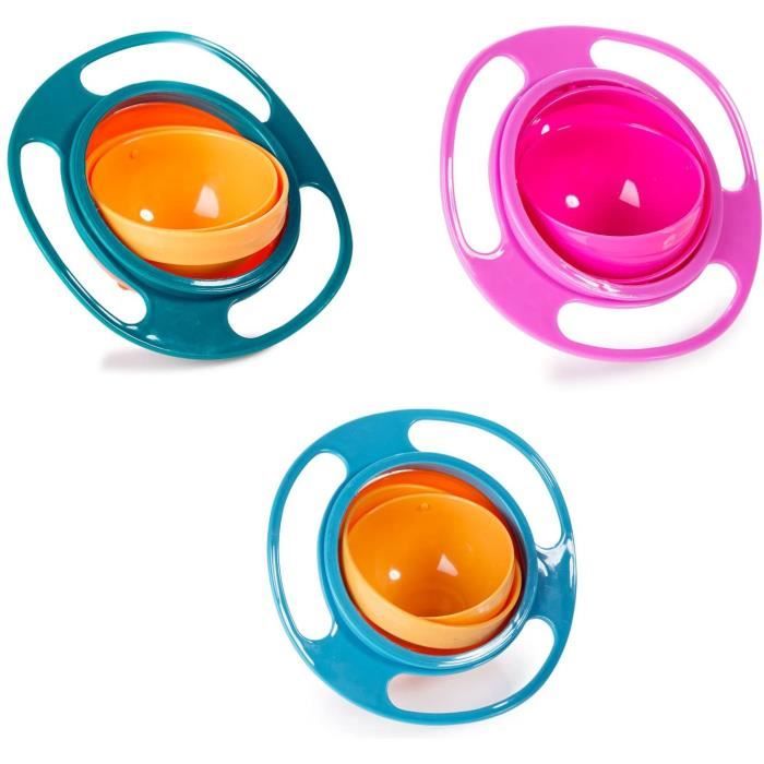 Bol Enfant Anti Renversement,Bol de gyroscope antidérapant à rotation