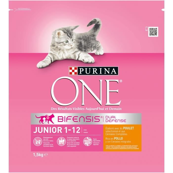 Purina One Junior Croquettes Au Poulet Et Aux Cereales Completes Pour Chaton De 1 A 12 Mois 1 5 Kg Cdiscount Animalerie