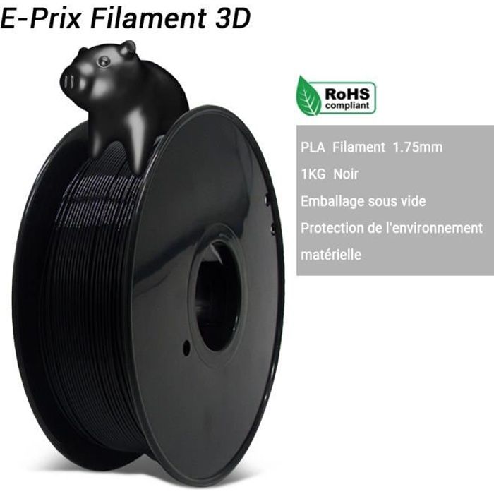 Imprimante 3D Filament PLA 1.75mm 1KG Bobine, Filament Matériaux  d'impression 3D - Noir