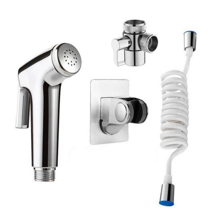 Pulvérisateur De Bidet Manuel Avec Tuyau 1,5m - Douchette WC Pour Toilette Ou Lavabo - Support Mural Inclus
