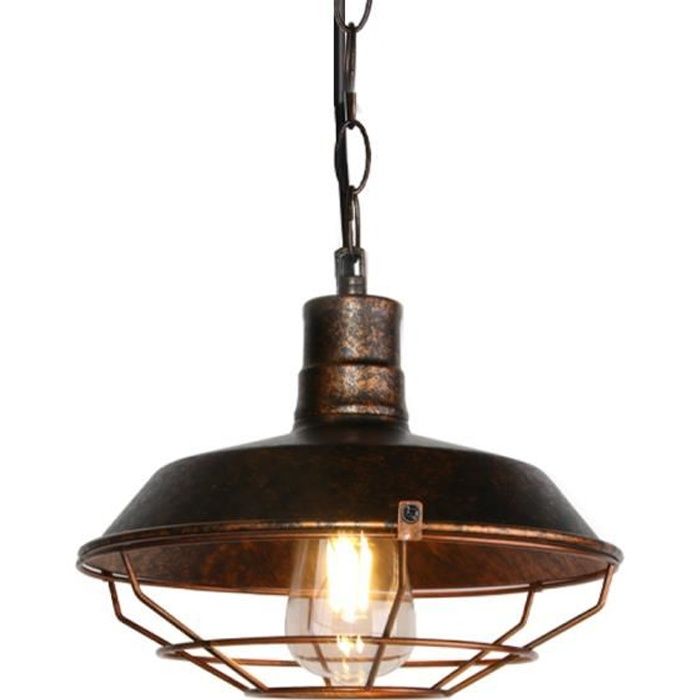 Rétro Lustre Suspension Industrielle E27 Douille Rouille Plafonnier Luminaire | Leroy Merlin