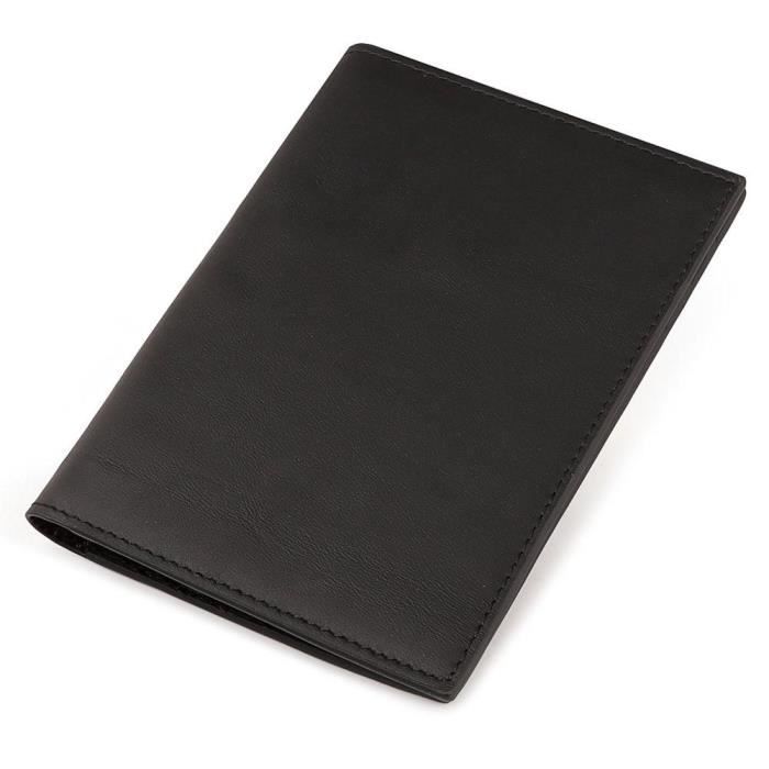 Noir Couverture de passeport mince en cuir véritable, étui de blocage RFID pour Documents de voyage, de haute