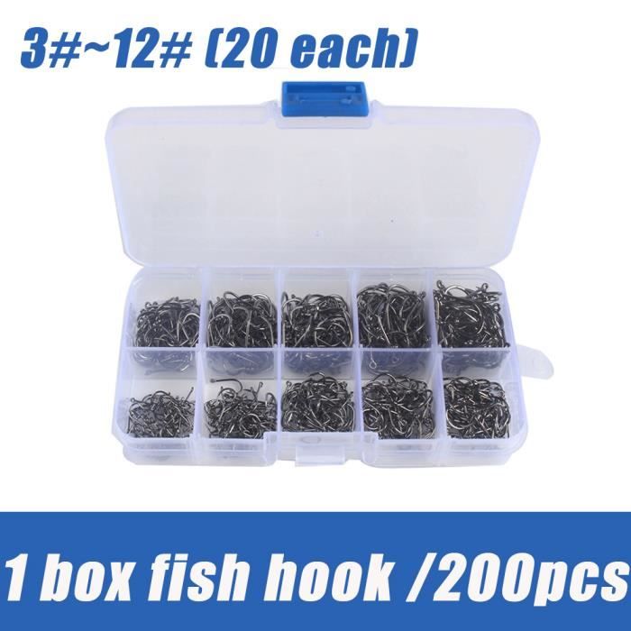 Lot De 20 Hameçons En Acier Carbone - Tailles 4# à 10/0#, Pour Eau Douce Et Mer, Très Tranchants