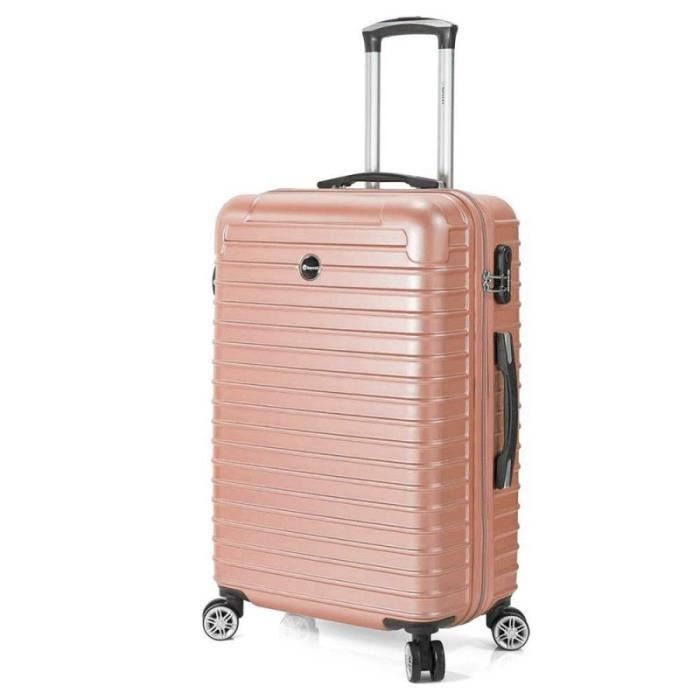 valise grande taille 76 cm benzi "stripes" - rose gold - bz-5332-70cm-rosegold