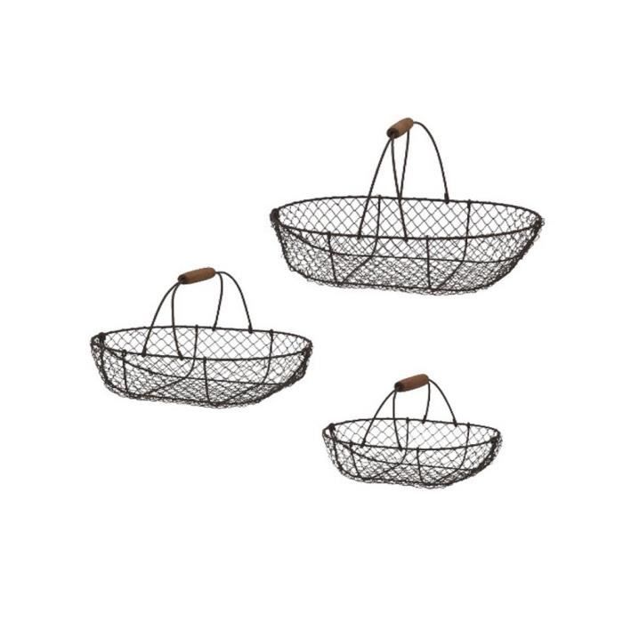 3 Paniers Grillage Grillagé à Poule Fil de Fer Ovale 29 cm Cdiscount