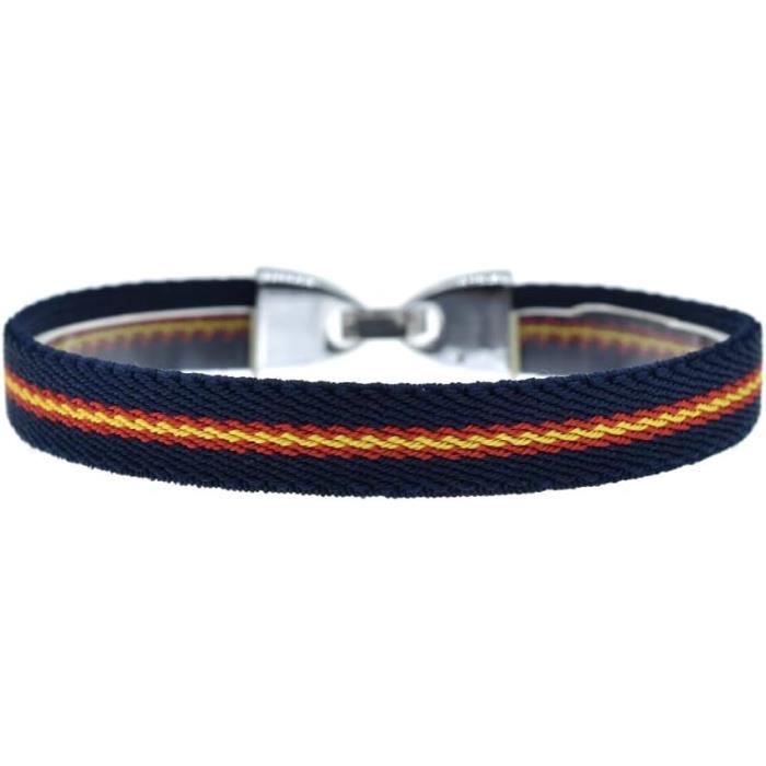 Bracelet De Montre En Nylon Noir/bleu/rouge - Bande Unique 20 Mm - Neuf Avec étiquettes