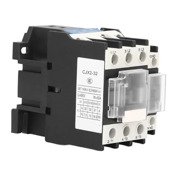 Contacteur AC 380V 18A CJX2-1810 – 3P 4NO Argent Épaissi – Coque Ignifuge ABS Pour Moteur & Distribution