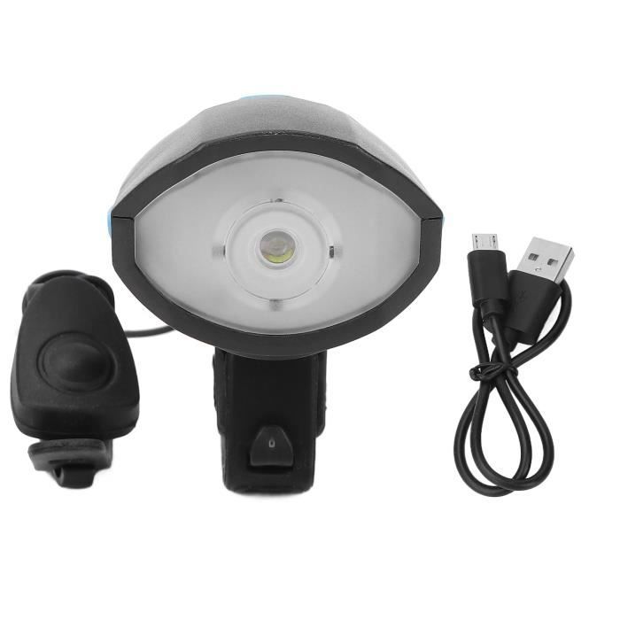 Phare Vélo Rechargeable USB Avec Klaxon 130 DB - Lampe Haute Luminosité Pour Ville Et Aventures - 2 Modes, étanche IP44