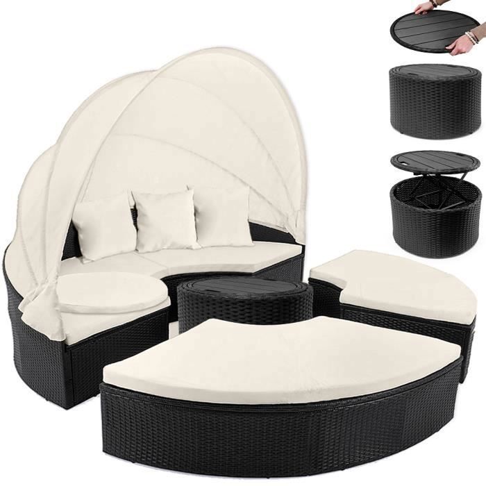 Vidaxl Chaise Lounge Boucle De Terrasse Poly Rotin Noir Mobilier