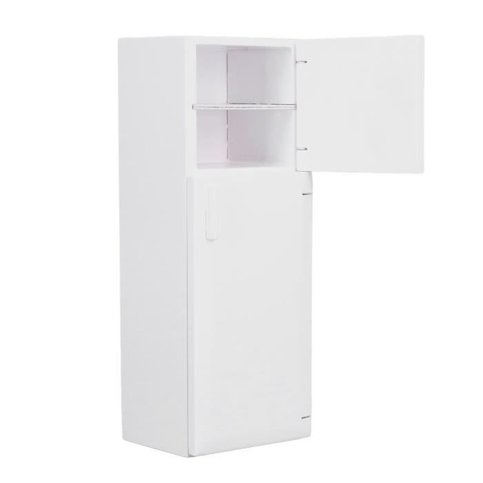 Réfrigérateur Miniature En Bois Pour Maison De Poupée - Cuisine Réaliste 1:12 Avec Congélateur Et Portes Ouvrantes