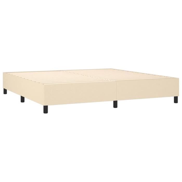 Cadre de lit à sommier tapissier - ESTINK - 200x200 cm - Ressorts - Tissu Crème