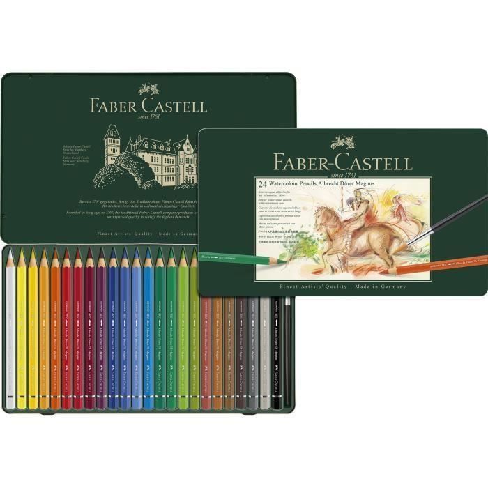 FABERCASTELL Boîte de 24 Crayons de couleur aquarellable A Dürer