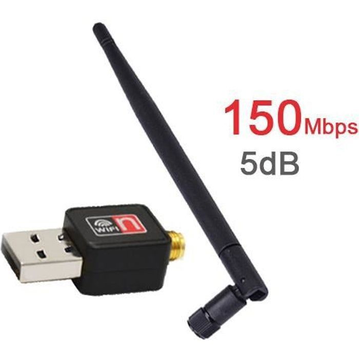 Adaptateur WiFi USB Avec Antenne Amovible - 2,4 GHz, Compatible 802.11 B/g/n, Pour PC Portable, Amélioration Signal