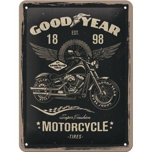 Plaque en métal 15 X 20 cm : Goodyear pneus motos