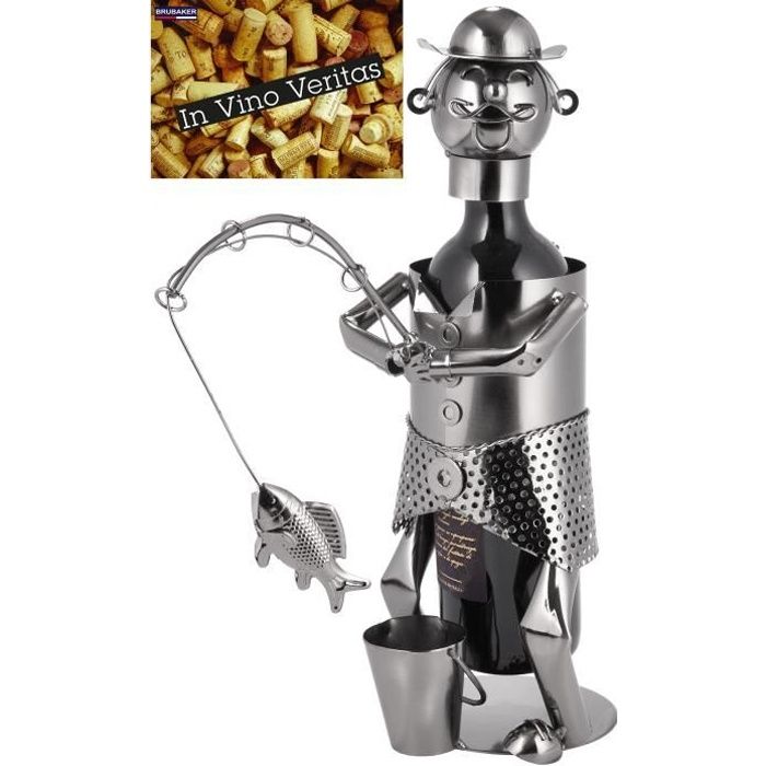 Carte-cadeau BRUBAKER Porte-bouteille de Vin Chef de Cuisine Sculpture Métal Carte-cadeau BRUBAKER Porte-bouteille de Vin Chef de Cuisine Sculpture Métal