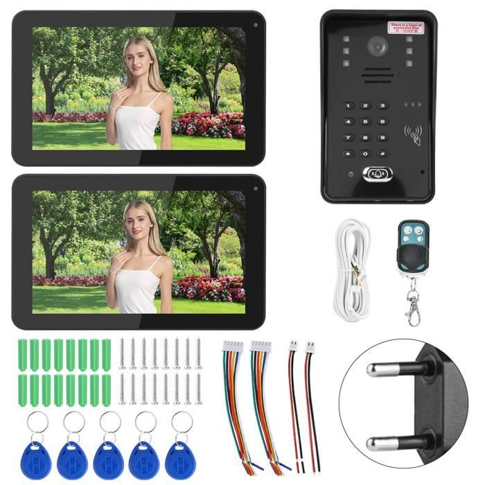 Interphone Vidéo Wi-Fi HOMSECUR étanche – Français, Pour 3 Logements, Avec Caméra Et Moniteur