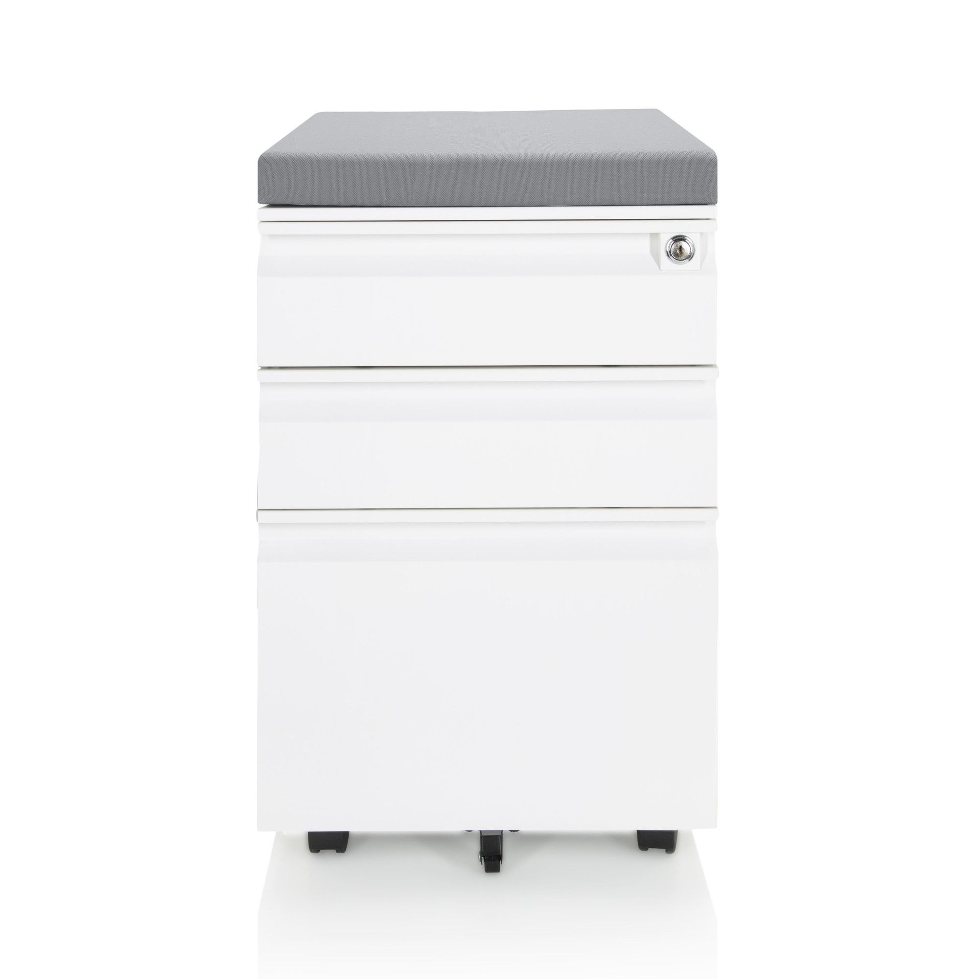caisson mobile color os - hjh office - blanc - 3 tiroirs - siège amovible